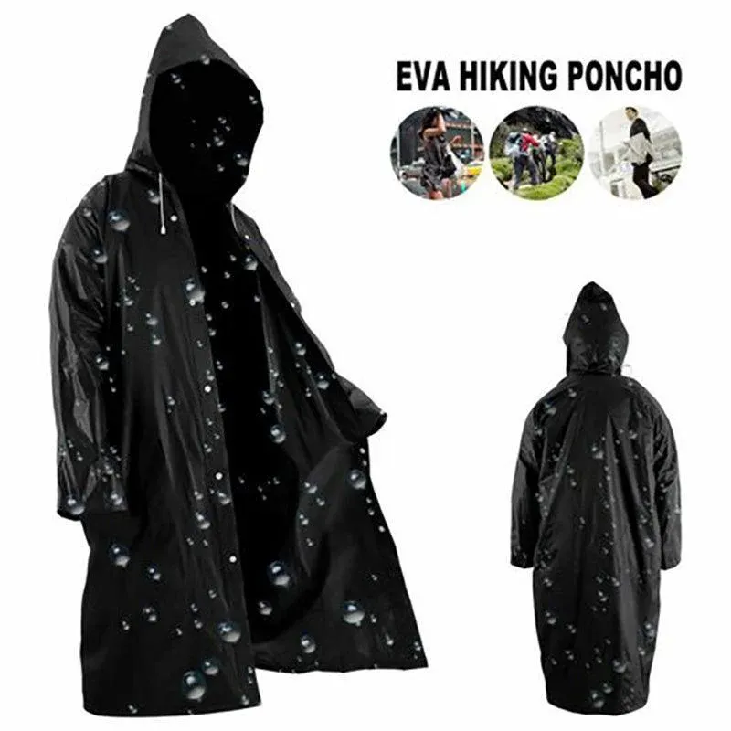 Waterproof Raincoat Jacket Mens Womens Long Hooded Rainwear Eva Rain Coat Au - Image 7