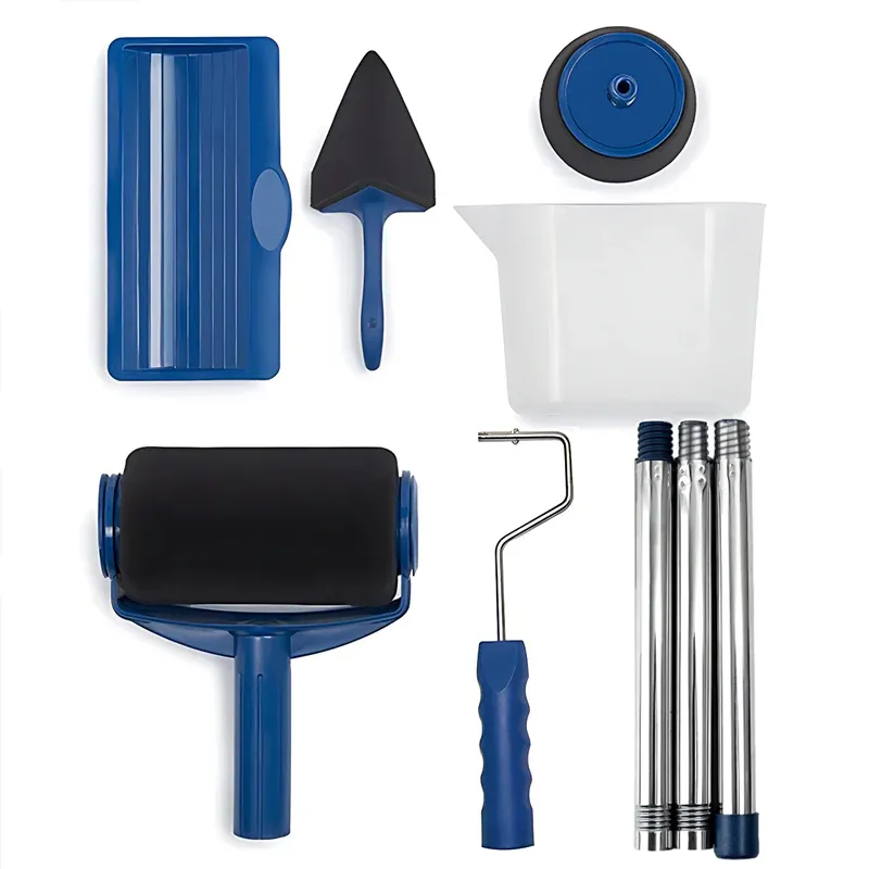 8Pcs/Set Pro Paint Roller Brush Handle Flocked Edger Wall Painting Hand Tool - Image 2