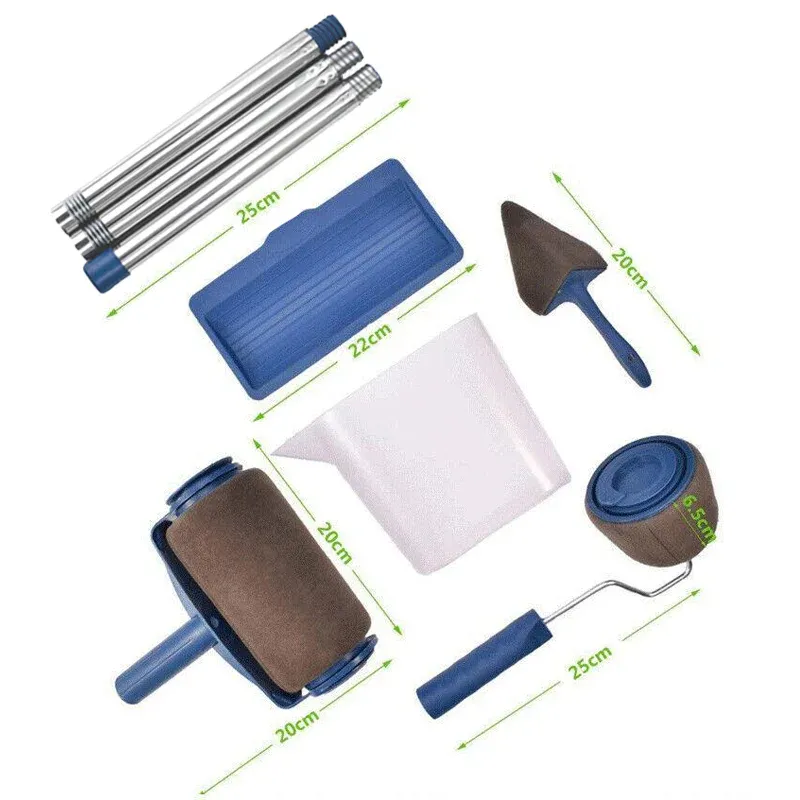 8Pcs/Set Pro Paint Roller Brush Handle Flocked Edger Wall Painting Hand Tool - Image 3