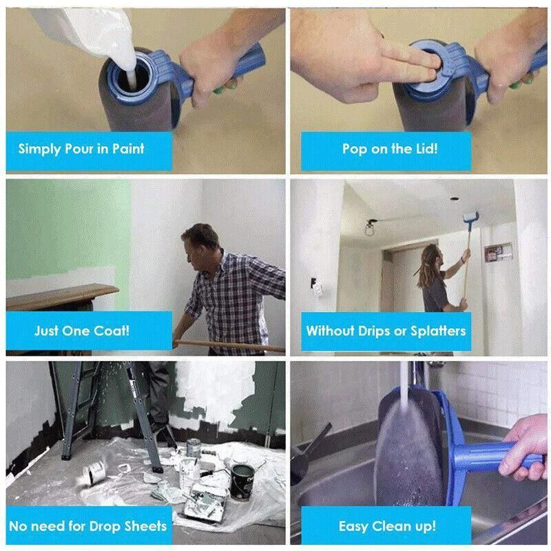 8Pcs/Set Pro Paint Roller Brush Handle Flocked Edger Wall Painting Hand Tool - Image 5