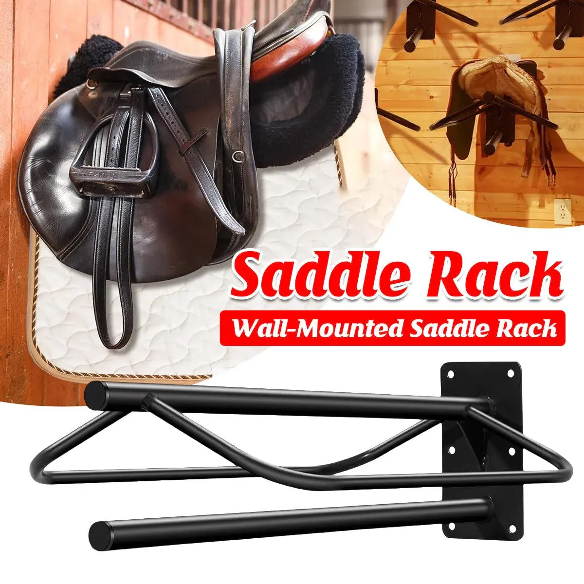 Wall Mounted Saddle Rack Hanging Harness Saddle Holder Equestrian Storage Stand - Image 1
