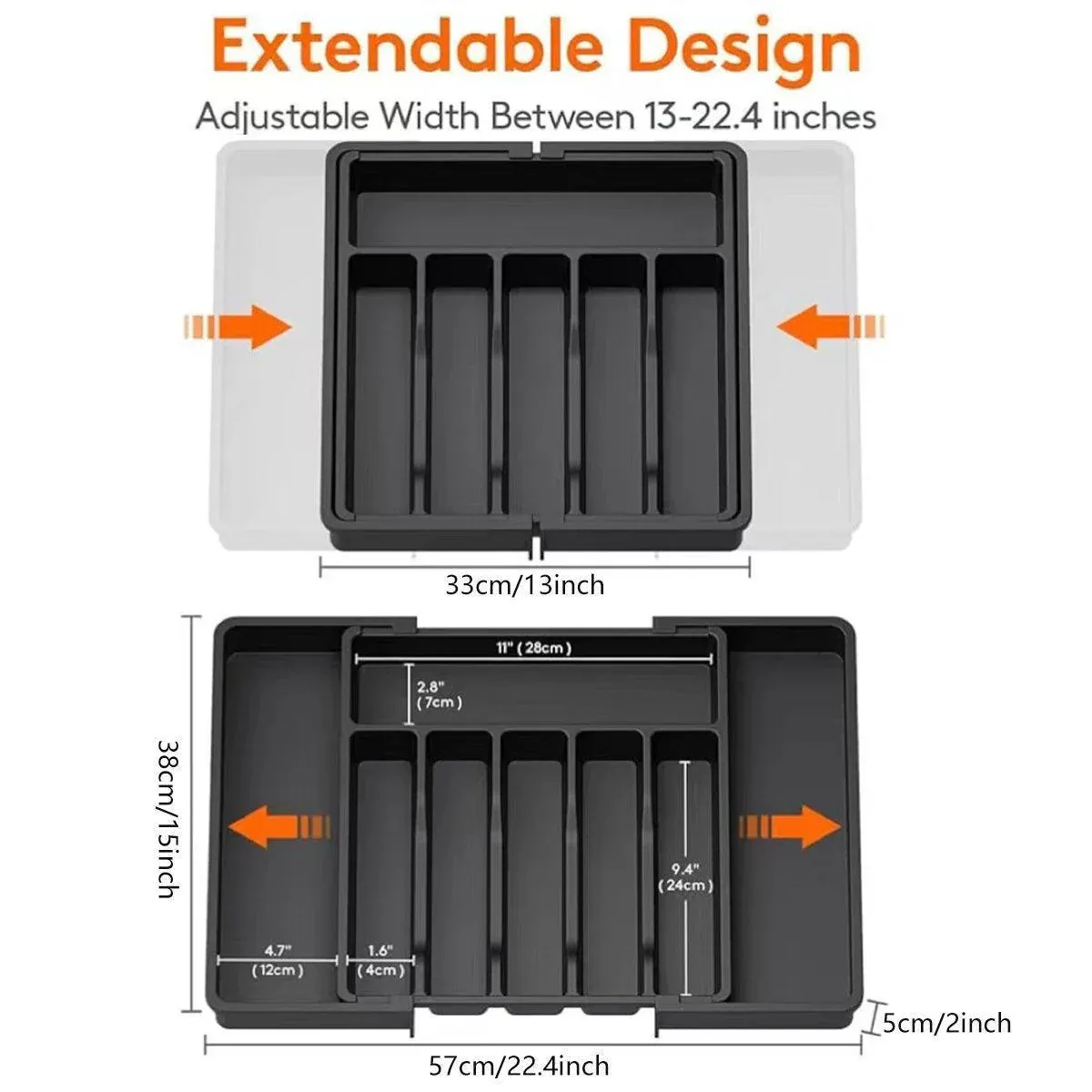 Expandable Cutlery Organizer Adjustable Silverware Drawer Storage Box Tray - Image 3