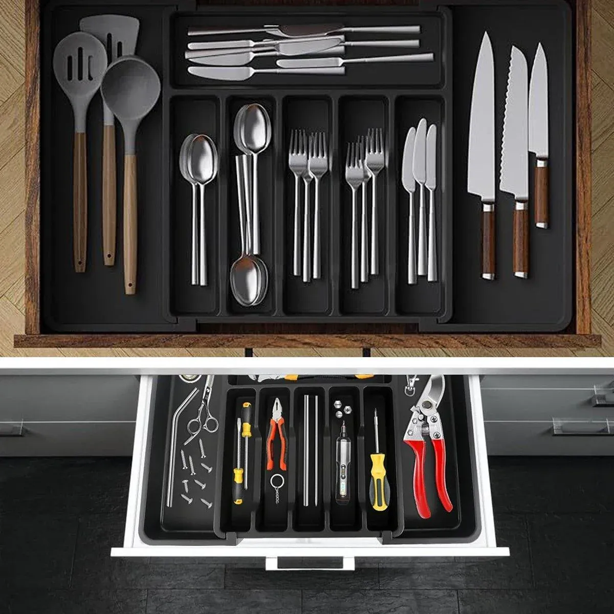 Expandable Cutlery Organizer Adjustable Silverware Drawer Storage Box Tray - Image 4