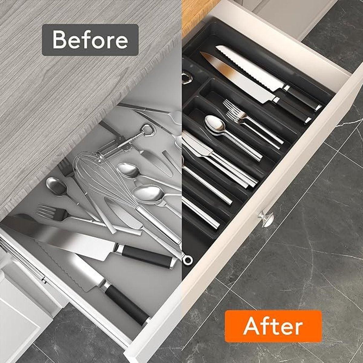 Expandable Cutlery Organizer Adjustable Silverware Drawer Storage Box Tray - Image 5