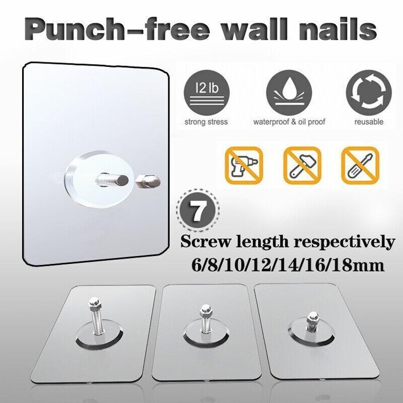 10X Punch-Free Adhesive Wall Hanging Hooks - 8mm - Image 1