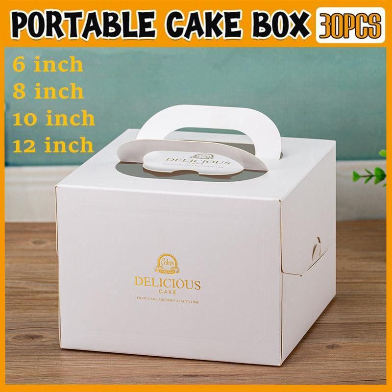 30PCS White Portable Cake Boxes Display Window Packing Case Party with Handle Birthday - 12 inch - Image 2