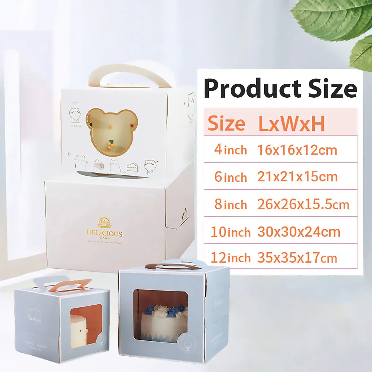 30PCS White Portable Cake Boxes Display Window Packing Case Party with Handle Birthday - 12 inch - Image 4