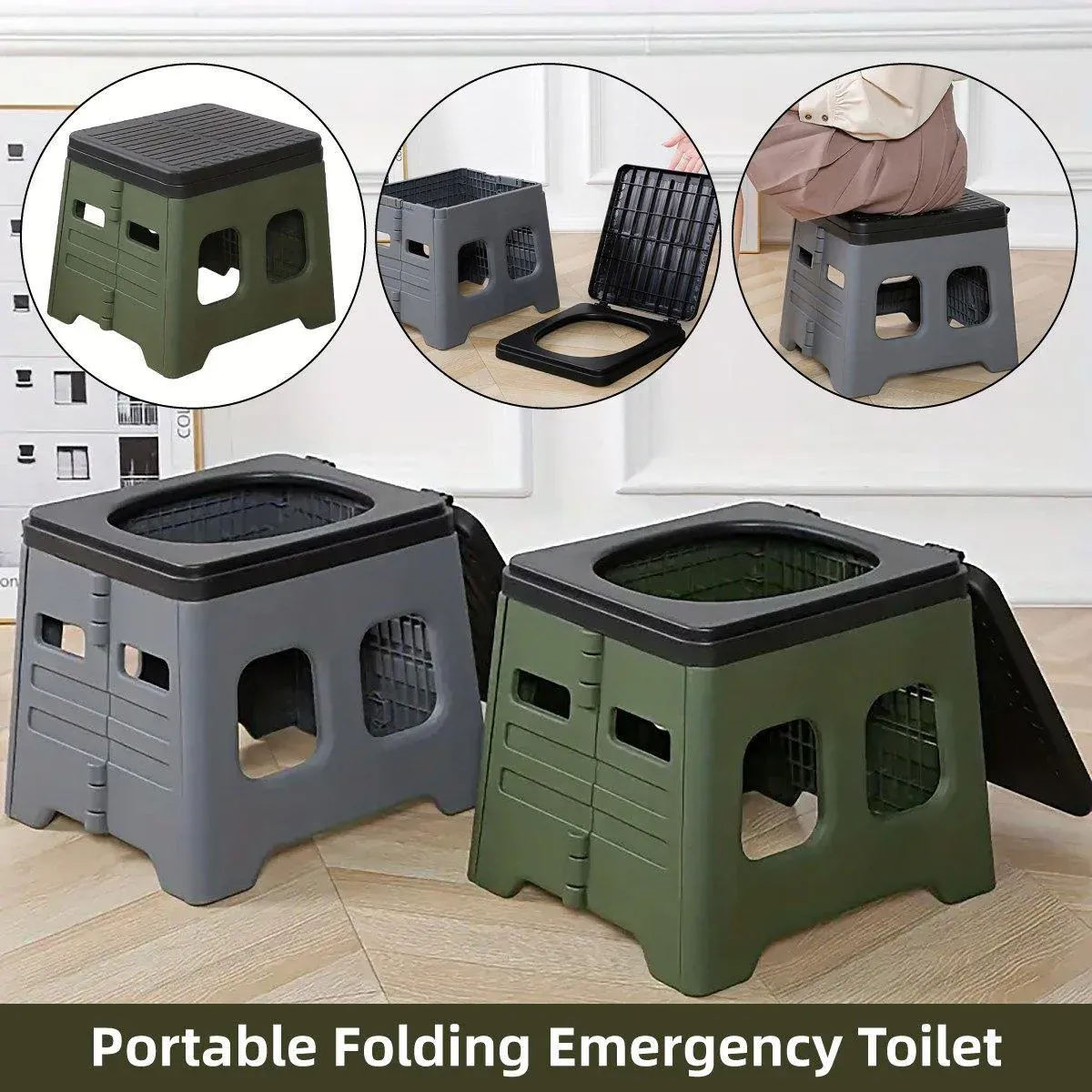 Outdoor Travel Toilet Portable Folding Stool Seat for Camping Hiking and Outdoor - Grey - Image 2