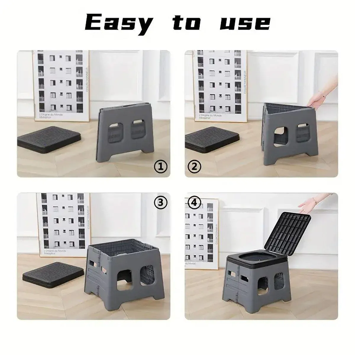 Outdoor Travel Toilet Portable Folding Stool Seat for Camping Hiking and Outdoor - Grey - Image 6