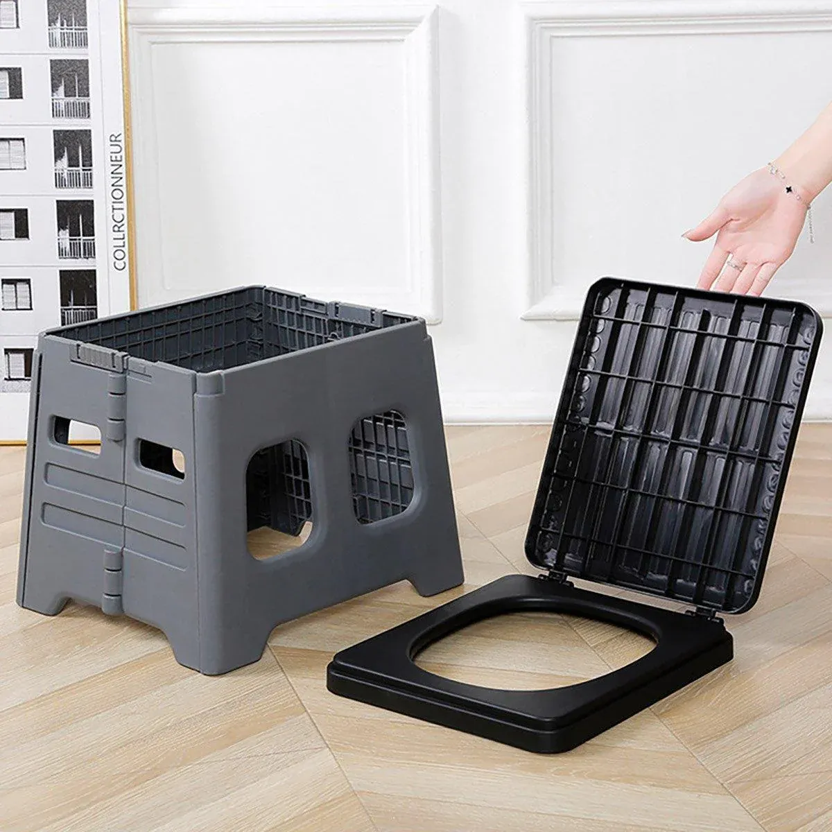 Outdoor Travel Toilet Portable Folding Stool Seat for Camping Hiking and Outdoor - Grey - Image 8