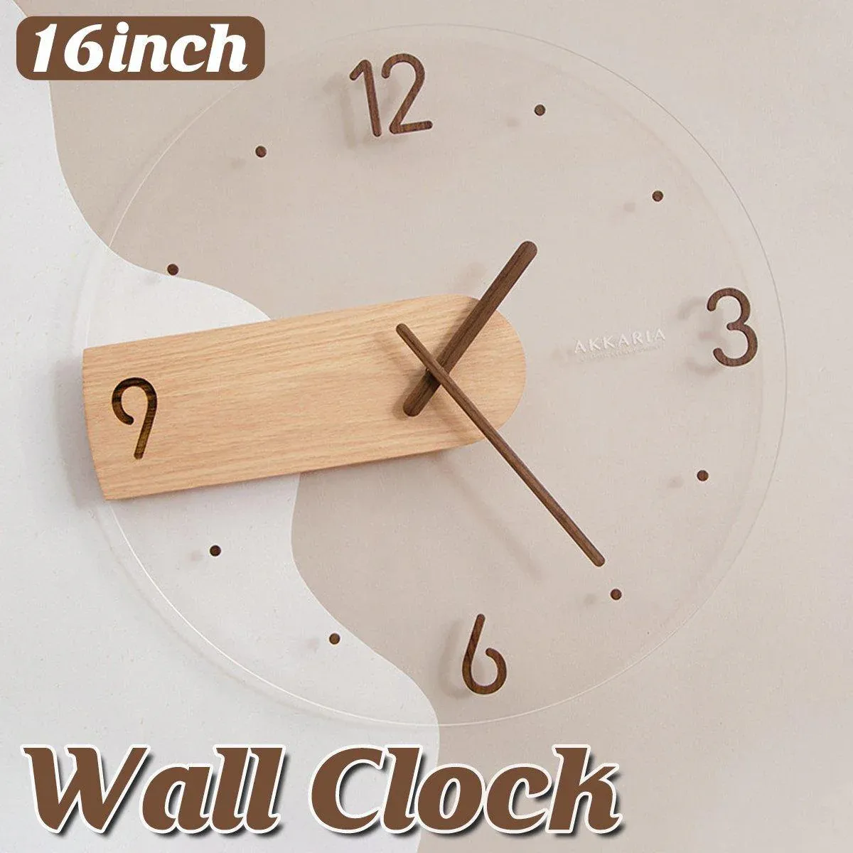 Modern Solid Wood Wall Clock Decorative Home Clock for Living Room Bedroom - Image 1