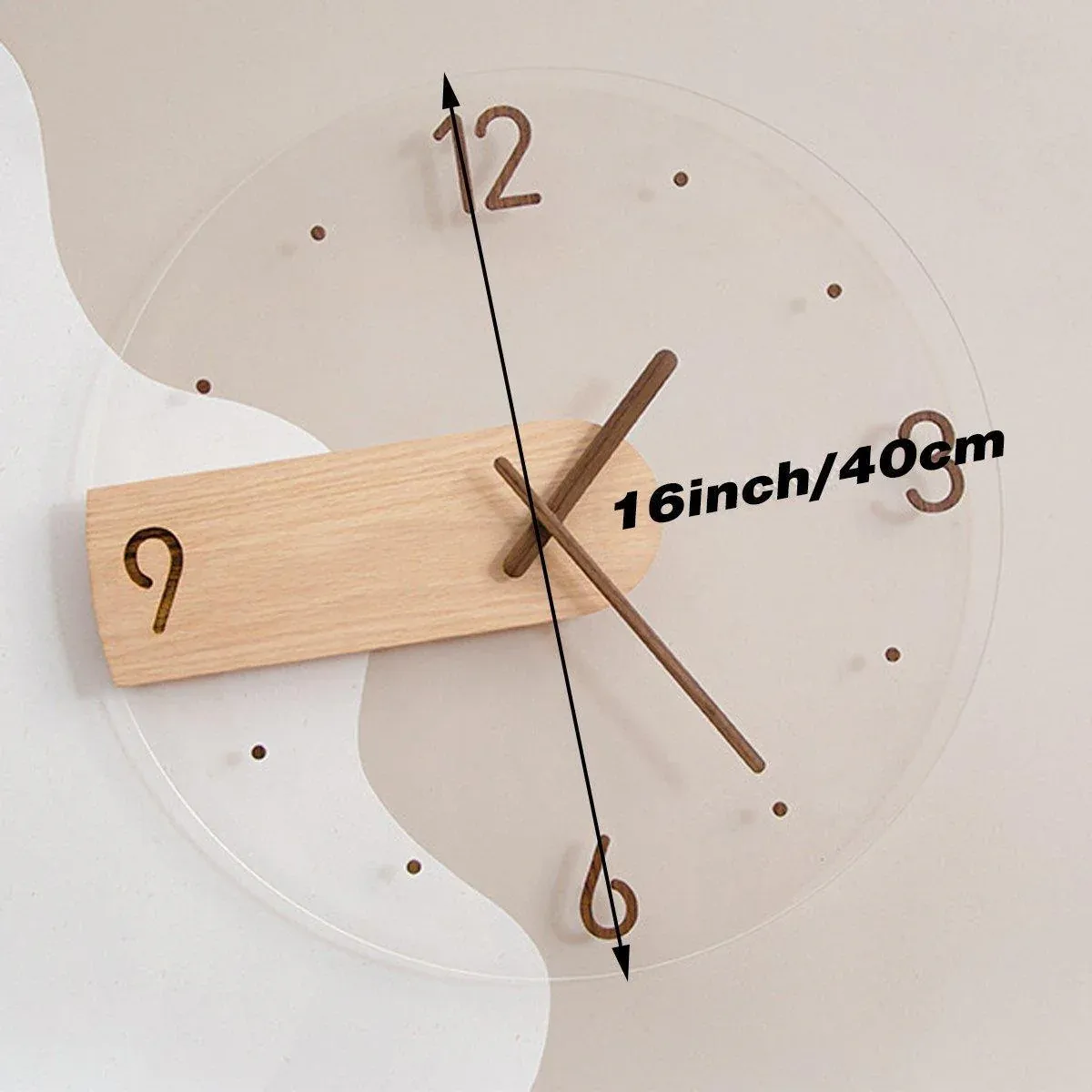 Modern Solid Wood Wall Clock Decorative Home Clock for Living Room Bedroom - Image 3