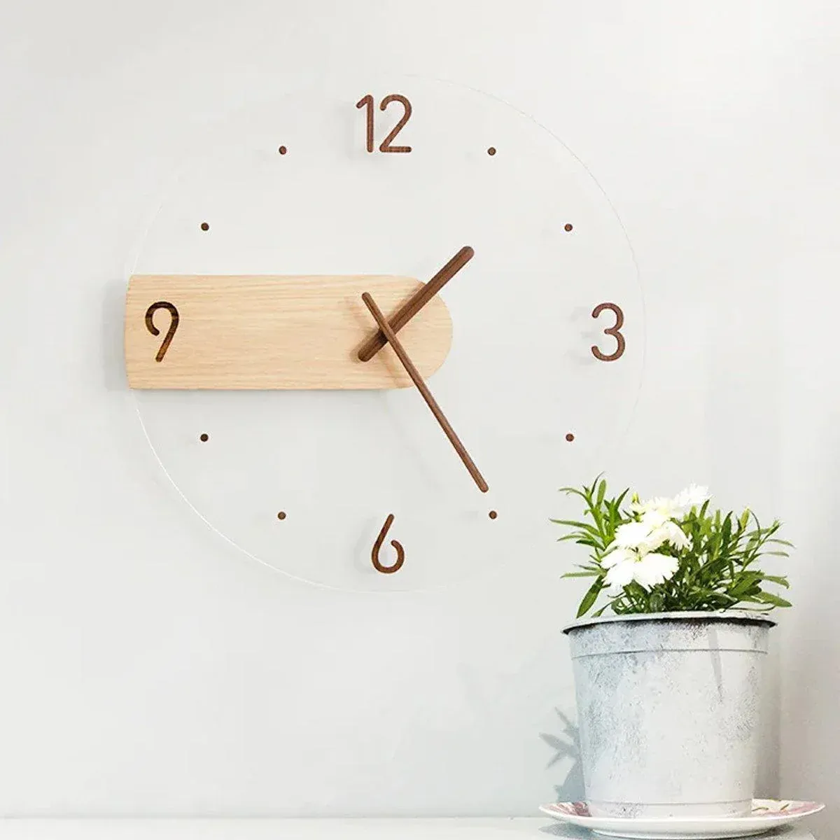 Modern Solid Wood Wall Clock Decorative Home Clock for Living Room Bedroom - Image 4