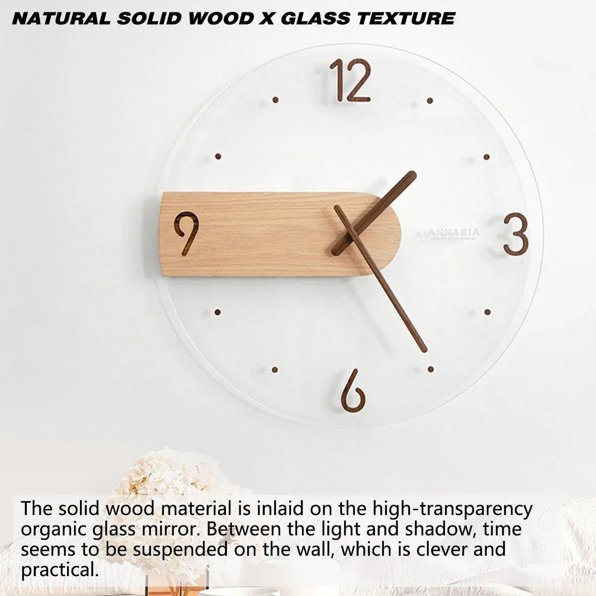 Modern Solid Wood Wall Clock Decorative Home Clock for Living Room Bedroom - Image 5