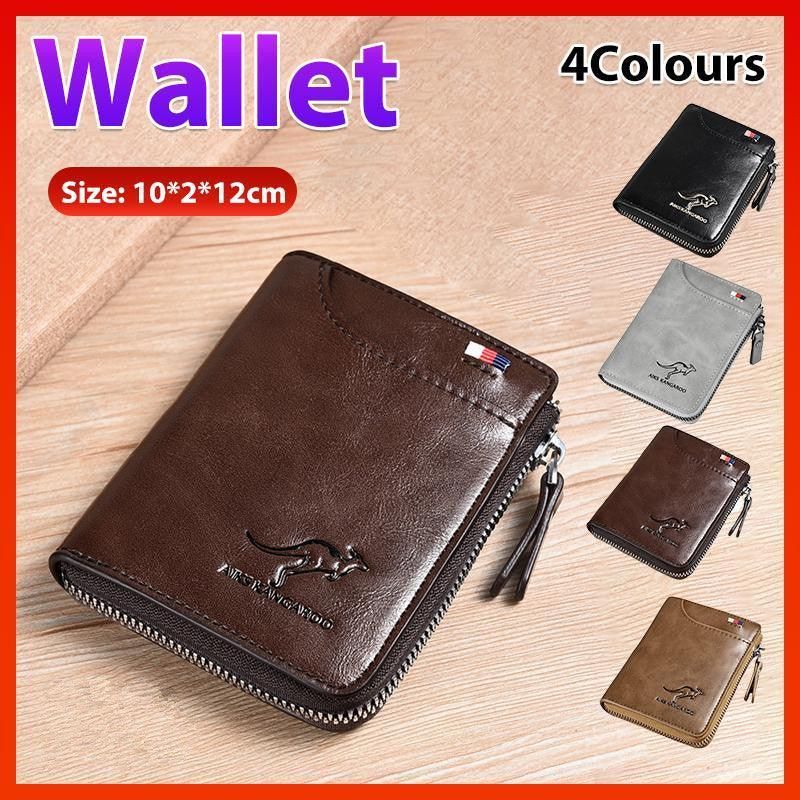 Men'S Rfid Blocking Leather Short Wallet Credit Id Card Cash Holder Purse - Image 1
