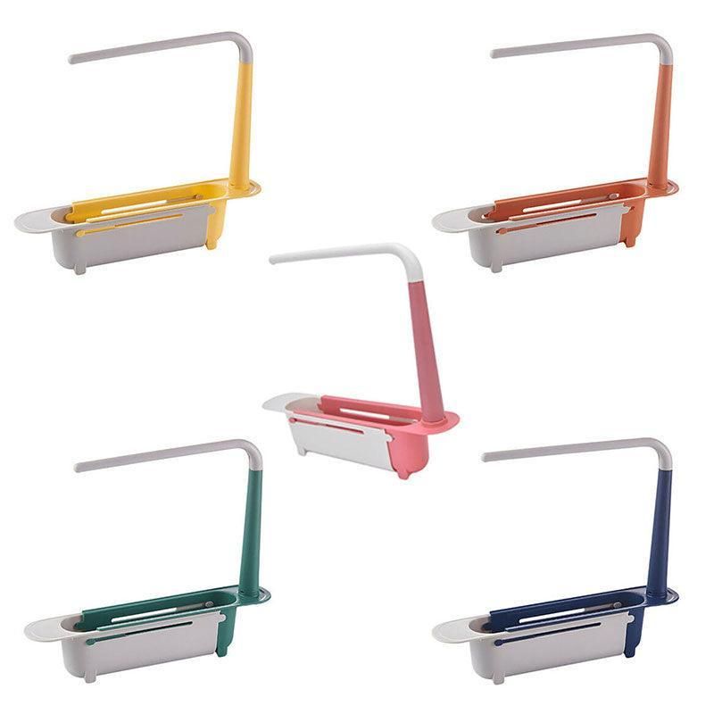 Telescopic Sink Rack Holder Expandable Storage Drain Basket Home Kitchen Tools - Green - Image 2