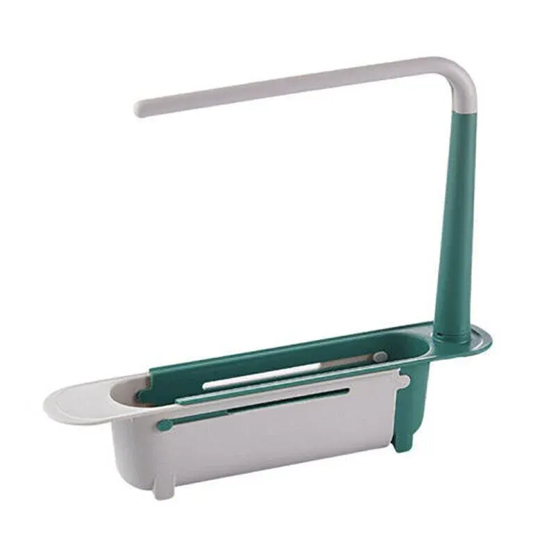 Telescopic Sink Rack Holder Expandable Storage Drain Basket Home Kitchen Tools - Green - Image 8