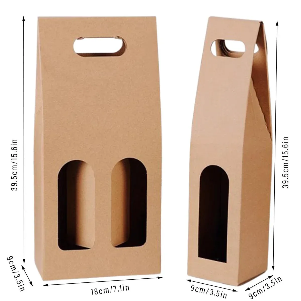 30pcs Kraft Paper Wine Box for Gift Packaging Portable Wine Bottle Storage Box - Double - Image 3