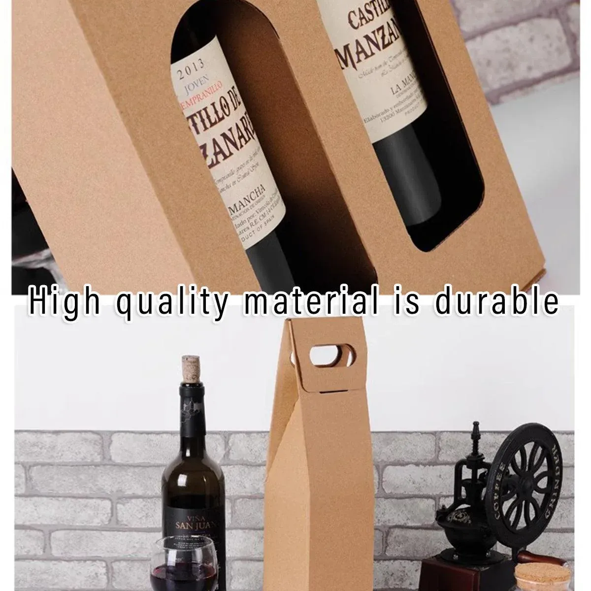 30pcs Kraft Paper Wine Box for Gift Packaging Portable Wine Bottle Storage Box - Double - Image 5