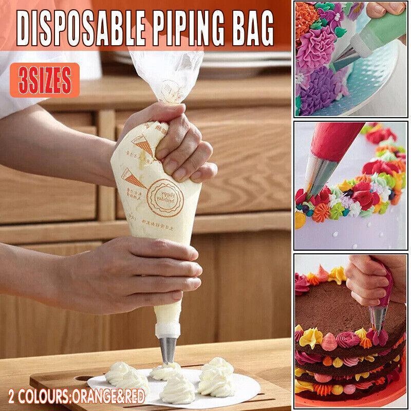 100-200Pcs Disposable Piping Bags For Cake Decor Icing Frosting Piping Nozzles - Yellow (Thick)-Medium *100 PCS - Image 1