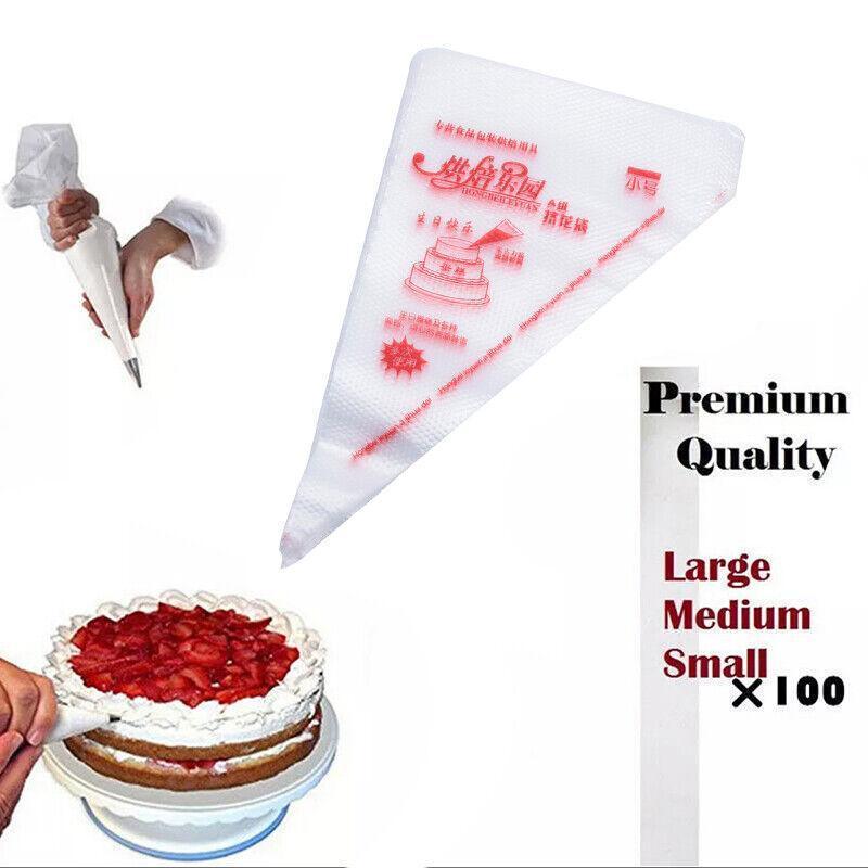 100-200Pcs Disposable Piping Bags For Cake Decor Icing Frosting Piping Nozzles - Yellow (Thick)-Medium *100 PCS - Image 3