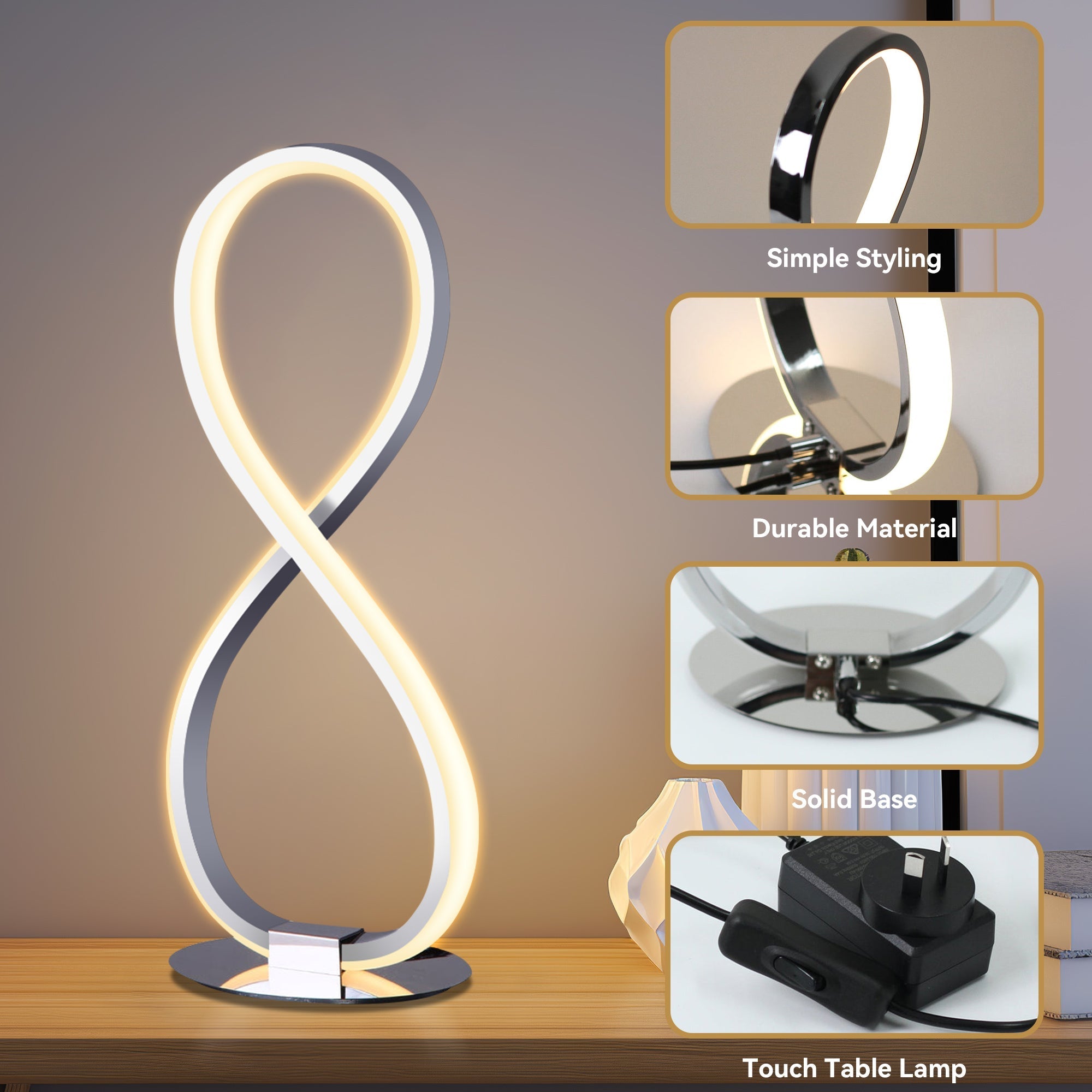 Infinite LED Table Lamp - Chrome - Image 4