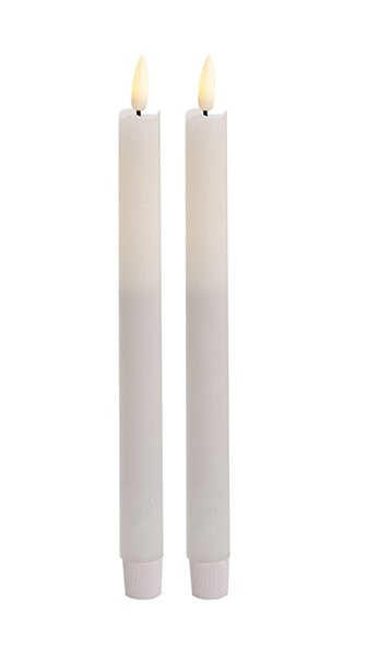 1 Pack of 2 LED Flickering Wax Taper Candles (Battery Operated) in White - Image 1