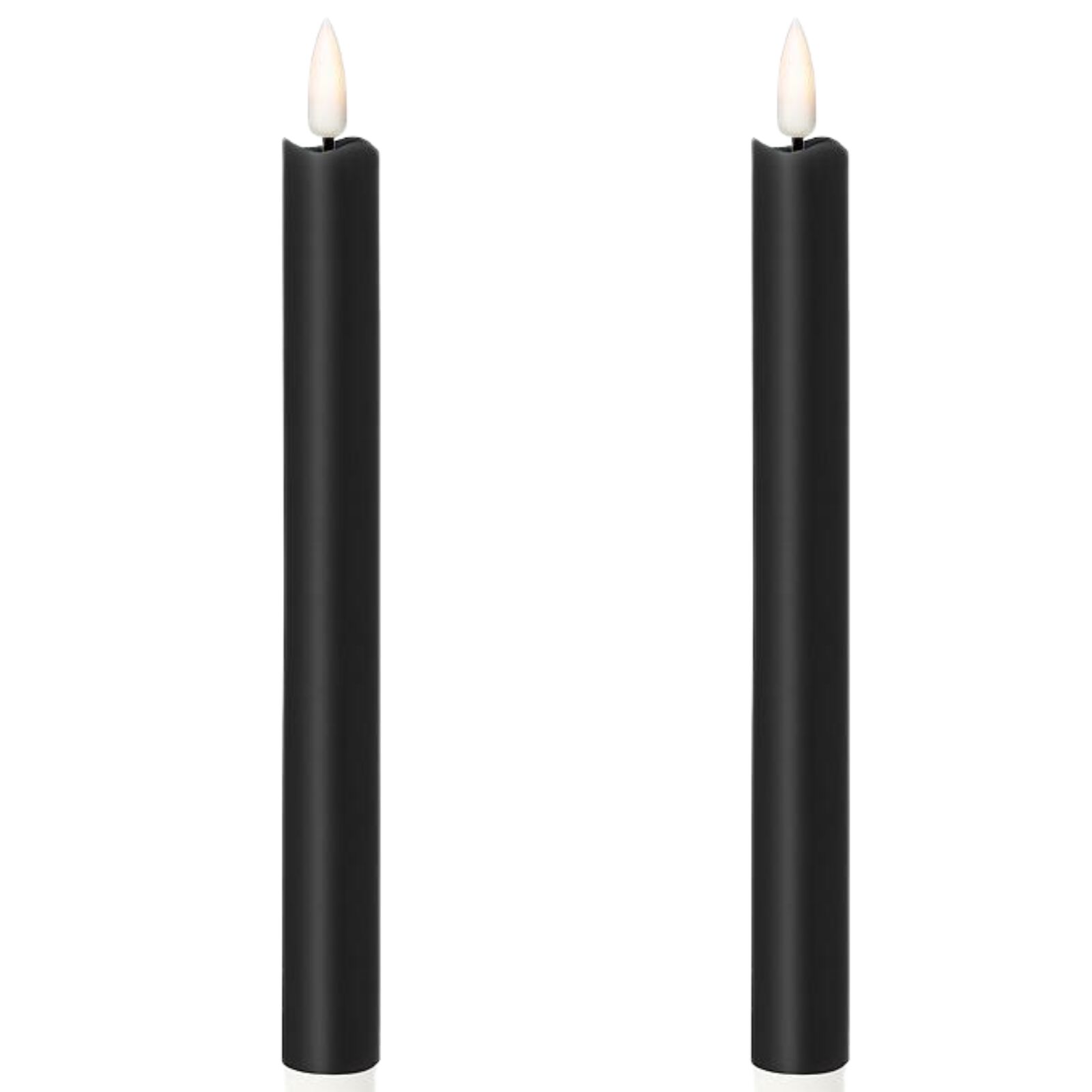 1 Pack of 2 LED Flickering Wax Taper Candles (Battery Operated) in Black - Image 1