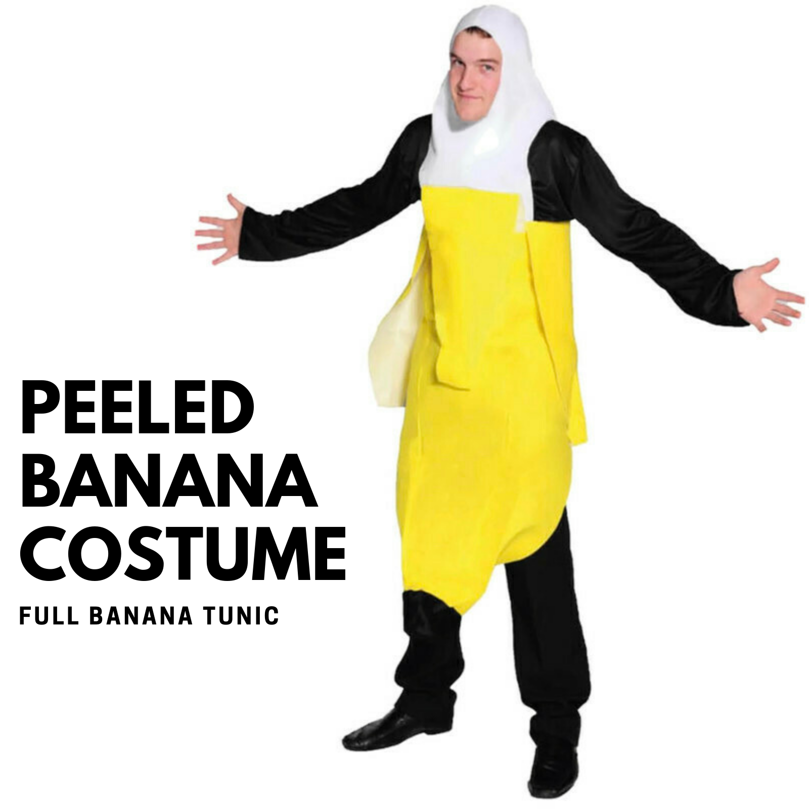 ADULT PEELED BANANA COSTUME Outfit Dress Up Party Halloween Funny Fruit - Image 3