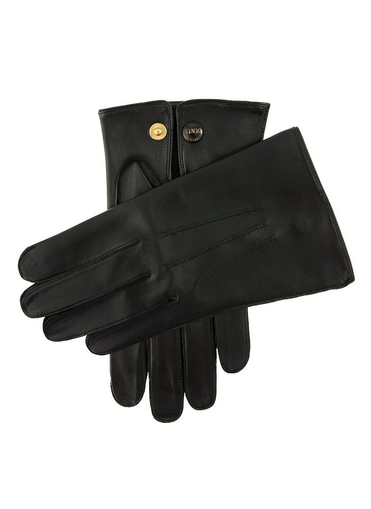 Dents Mens Sandhurst Three-Point Leather Unlined Officers Gloves in Black - 7.5 - Image 1