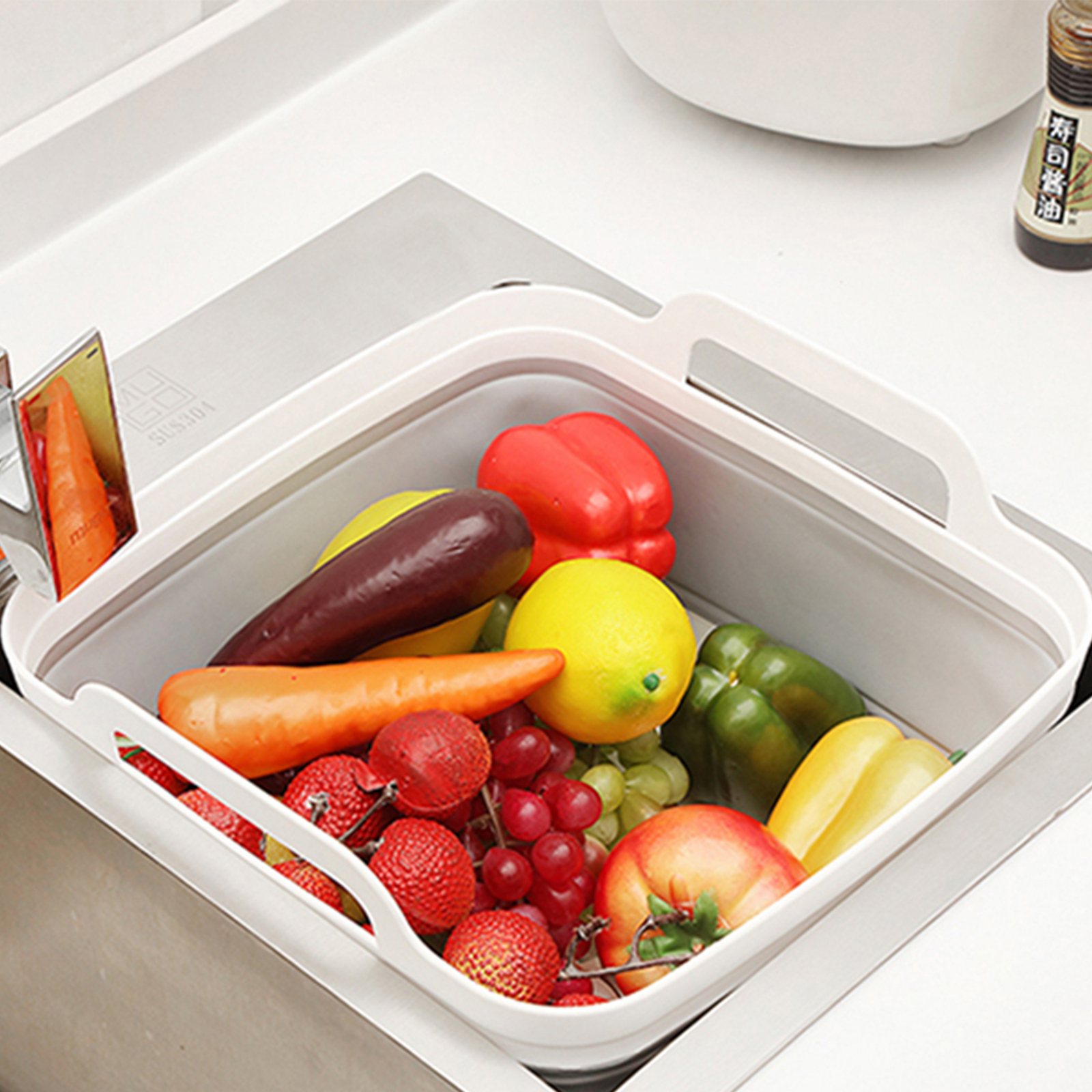 10x Collapsible Strainer Foldable Fruit Veggies Wash Colander Storage Basket - Image 3