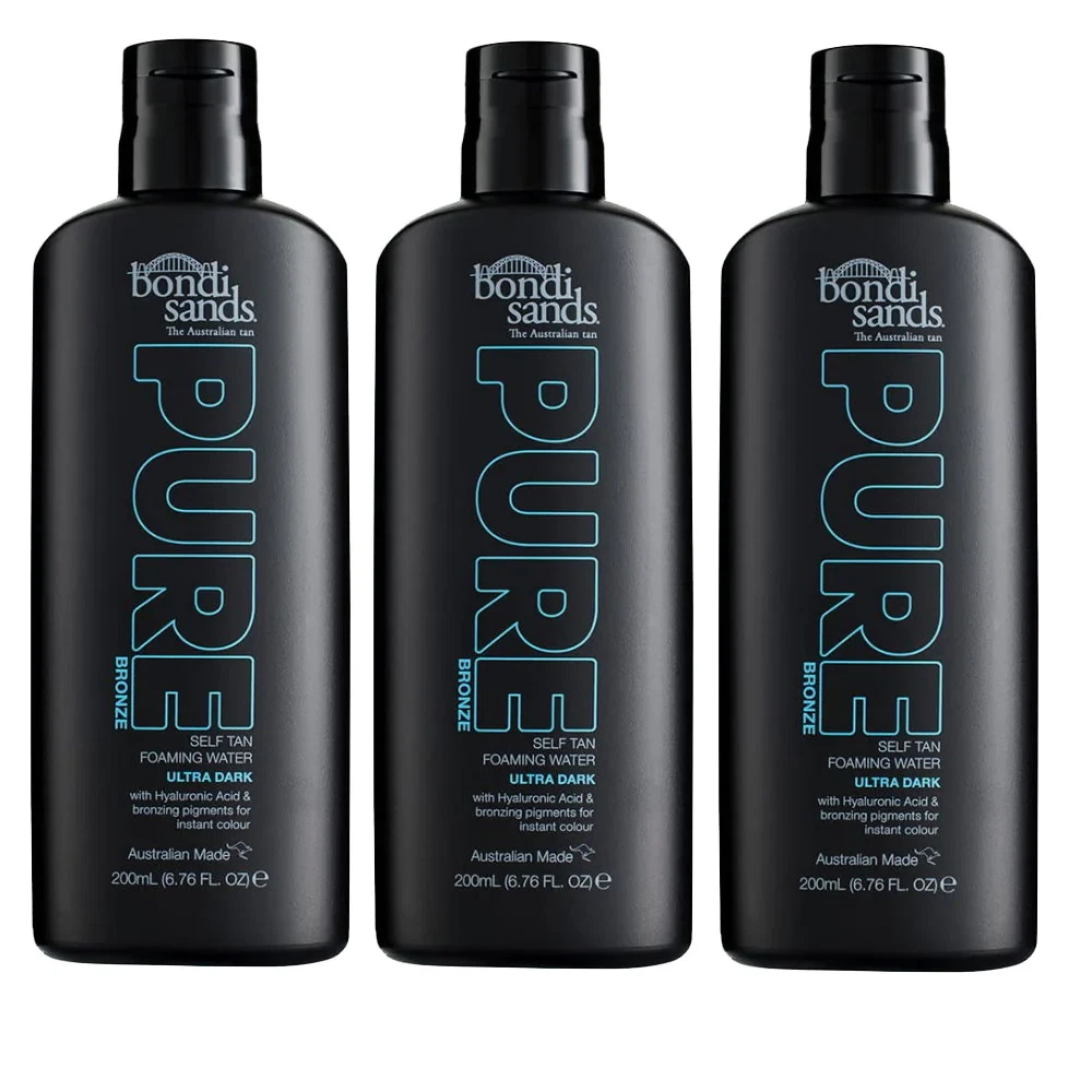 3x Bondi Sands 200ml Pure Bronze Self Tan Tanning Foaming Water Ultra Dark - Image 1