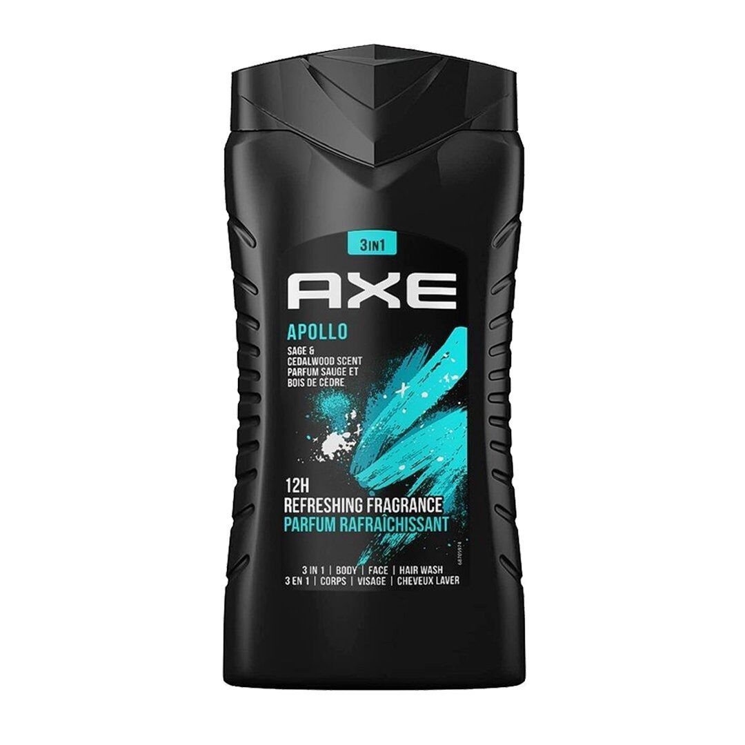 AXE Apollo 3-in-1 Body Face & Hair Wash in Green Fruit Sage Scent – 250mL - Image 2