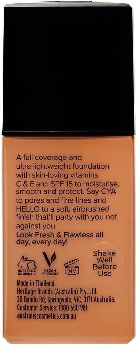 Australis Fresh & Flawless Full Coverage Foundation SPF 15 - Sunkissed - Image 5