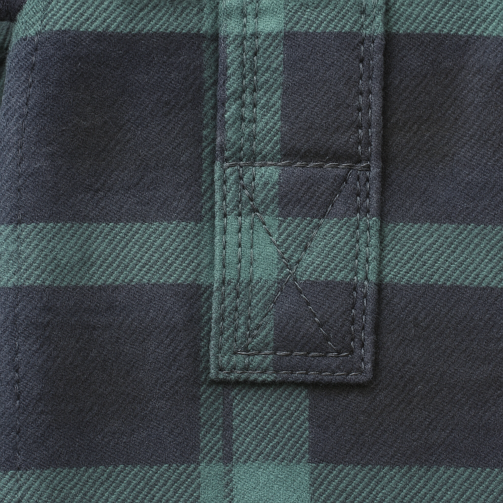 Mens Flannelette Long Sleeve Pullover Shirt 100% Cotton Flannel - Half Placket - Green/Navy - L - Image 4
