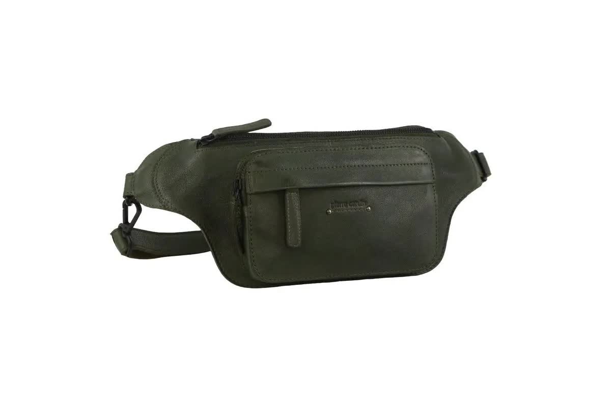 Pierre Cardin Mens Bum Bag Waist Pack Leather Travel Money Phone - Dark Green - Image 1