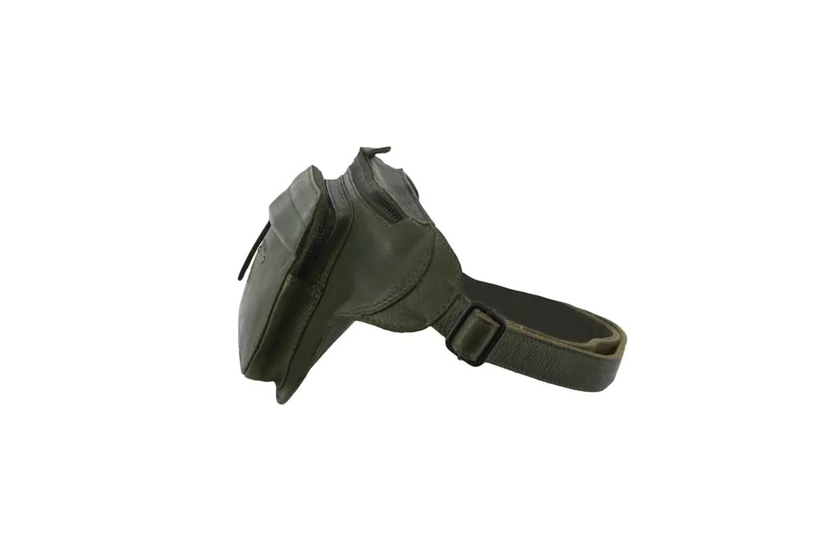Pierre Cardin Mens Bum Bag Waist Pack Leather Travel Money Phone - Dark Green - Image 3