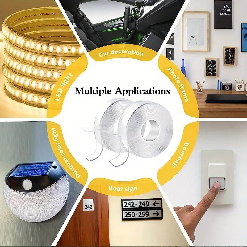 2x Double-Sided Nano Mounting Tape Traceless Clear Adhesive Invisible Gel 2M x 20mm - Image 8
