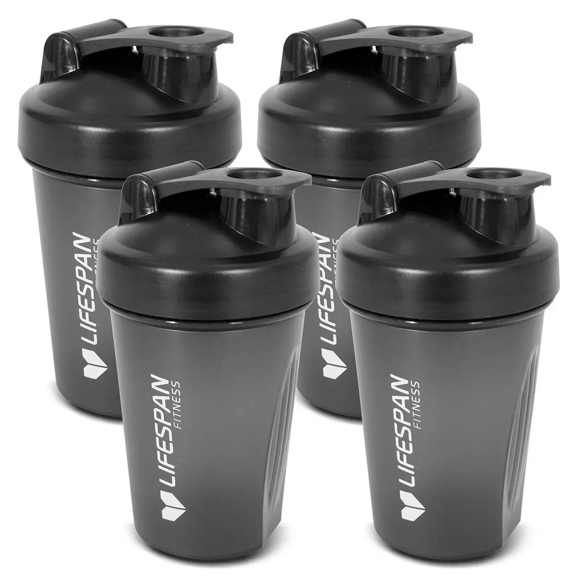 Lifespan Fitness Shaker Bottle 500ml in Black (Pack of 4) - Image 1