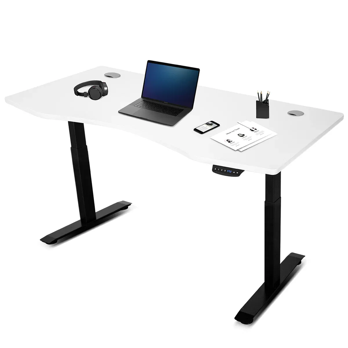 Lifespan Fitness ErgoDesk AUTO Series Automatic Standing Desk 150cm in White & Black - Image 1