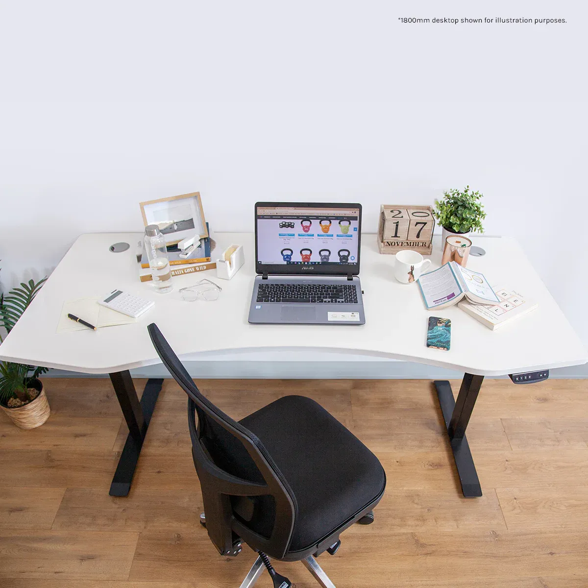 Lifespan Fitness ErgoDesk AUTO Series Automatic Standing Desk 150cm in White & Black - Image 4