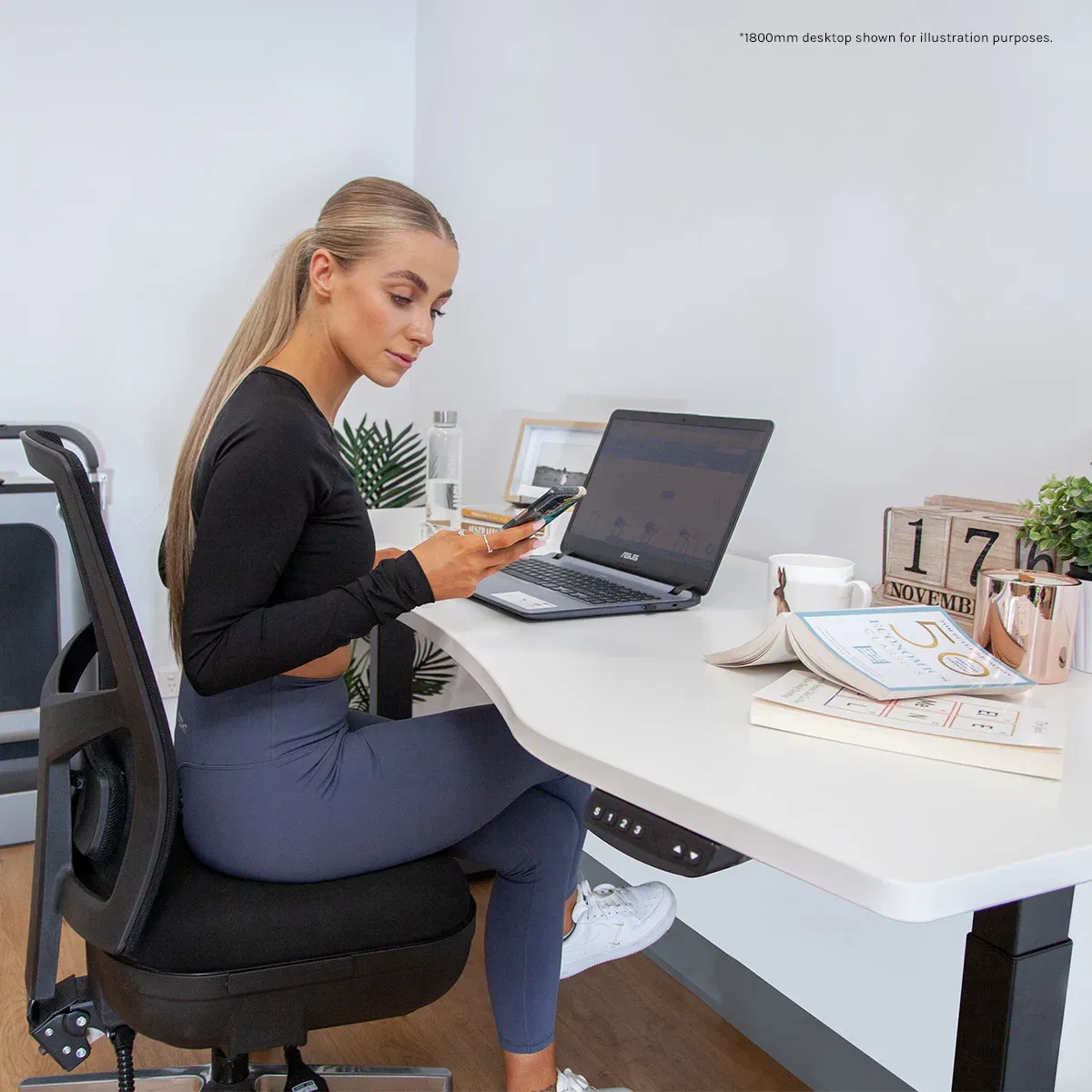 Lifespan Fitness ErgoDesk AUTO Series Automatic Standing Desk 150cm in White & Black - Image 5