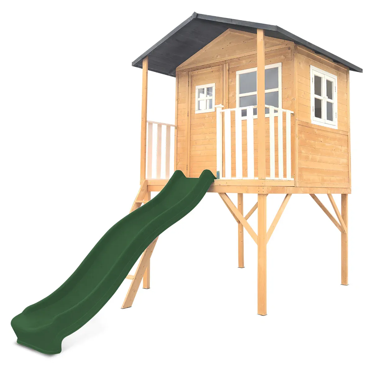 Lifespan Kids Burleigh Cubby House with 2.2m Slide (Green) - Image 1