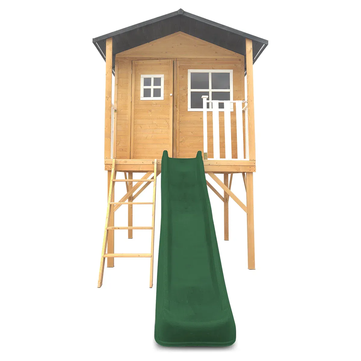 Lifespan Kids Burleigh Cubby House with 2.2m Slide (Green) - Image 2