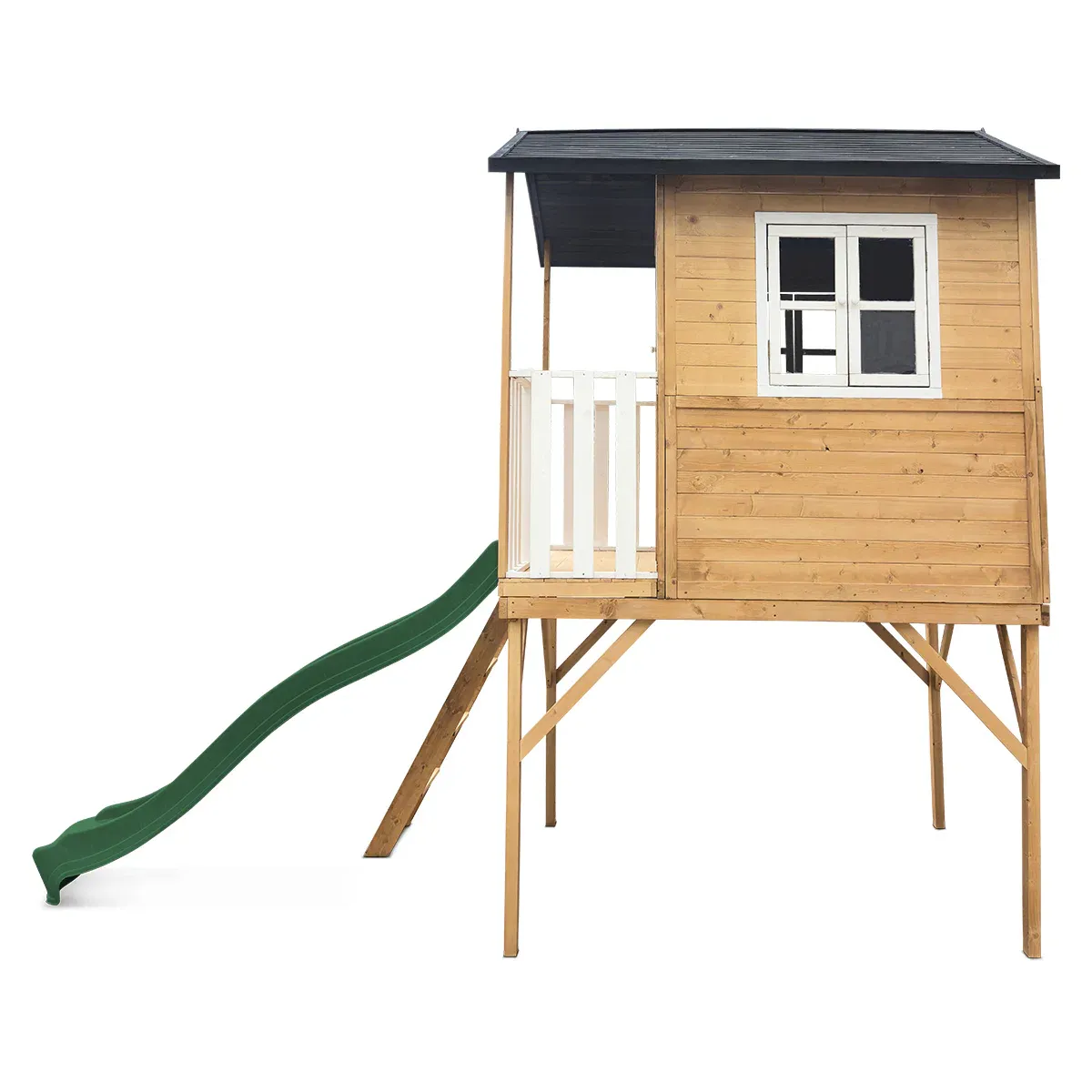 Lifespan Kids Burleigh Cubby House with 2.2m Slide (Green) - Image 4