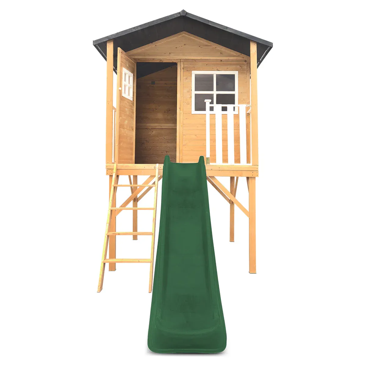 Lifespan Kids Burleigh Cubby House with 2.2m Slide (Green) - Image 5