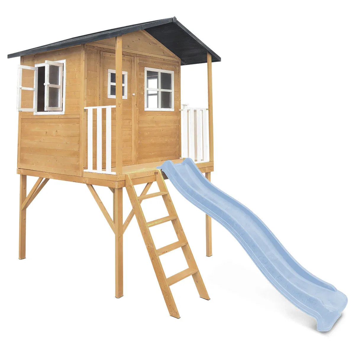 Lifespan Kids Burleigh Cubby House with 2.2m Slide (Pastel Blue) - Image 3