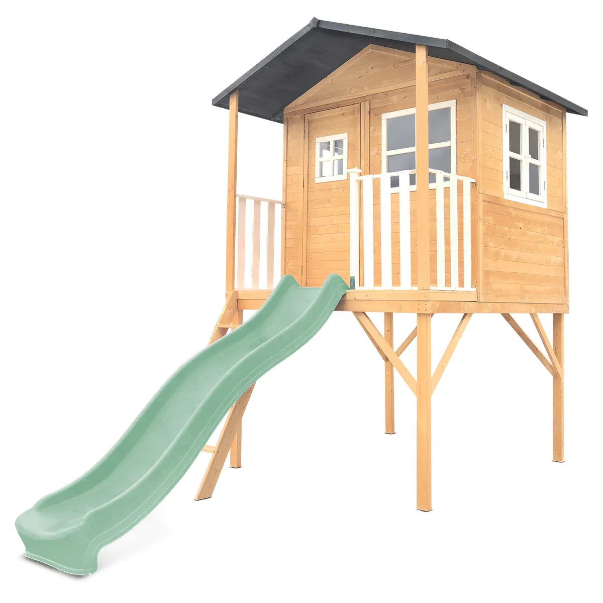 Lifespan Kids Burleigh Cubby House with 2.2m Slide (Pastel Green) - Image 1