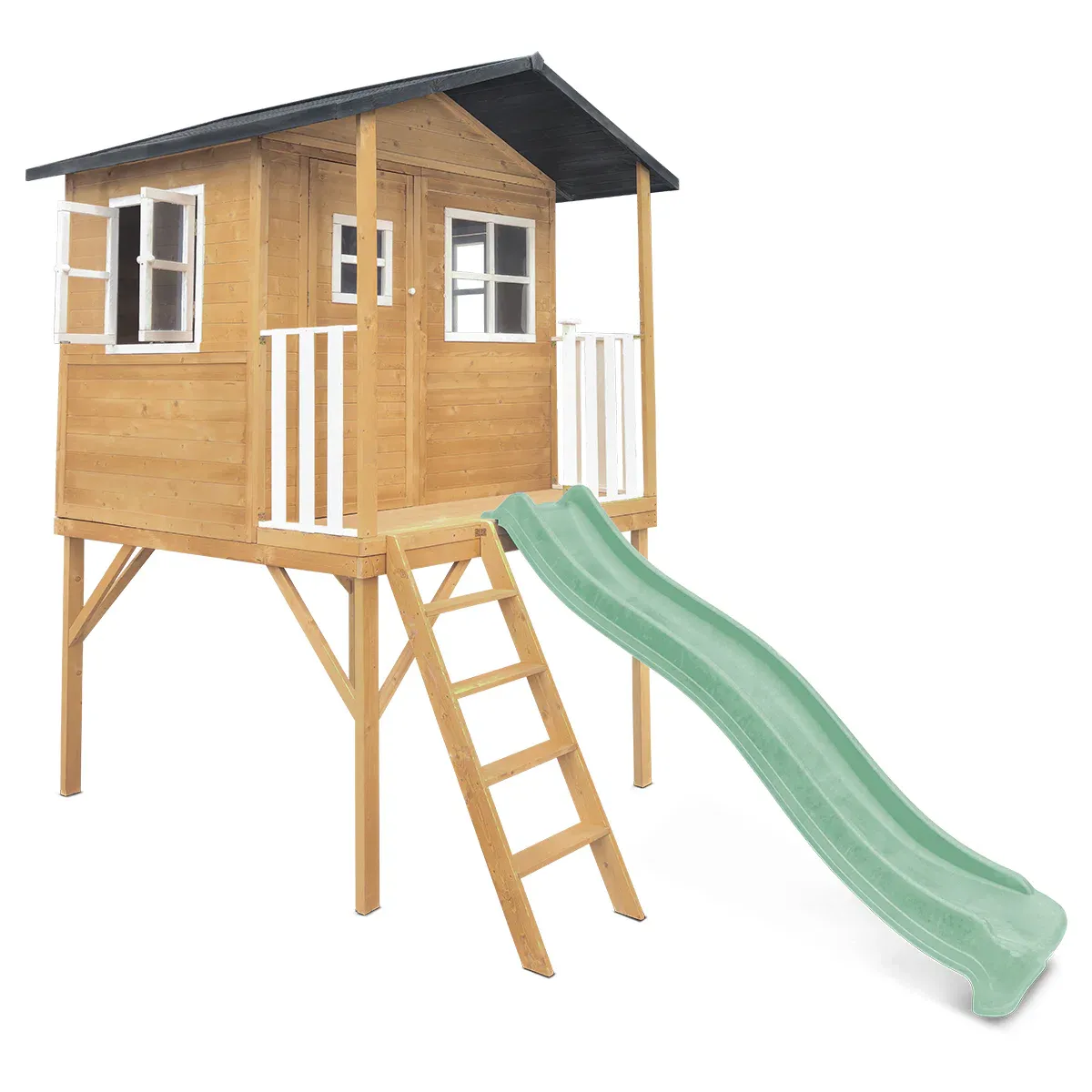 Lifespan Kids Burleigh Cubby House with 2.2m Slide (Pastel Green) - Image 3