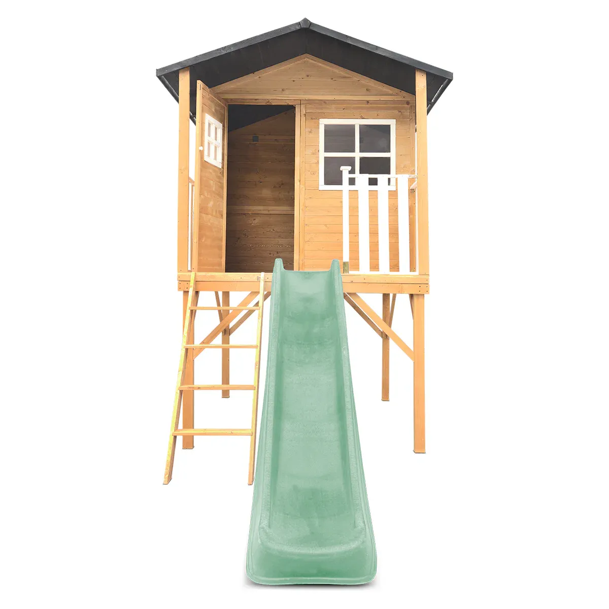 Lifespan Kids Burleigh Cubby House with 2.2m Slide (Pastel Green) - Image 5